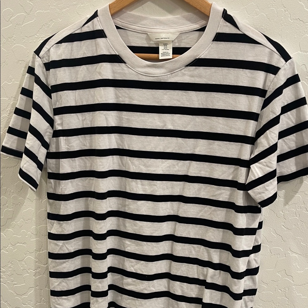 H&M Black and White Striped Maternity Top